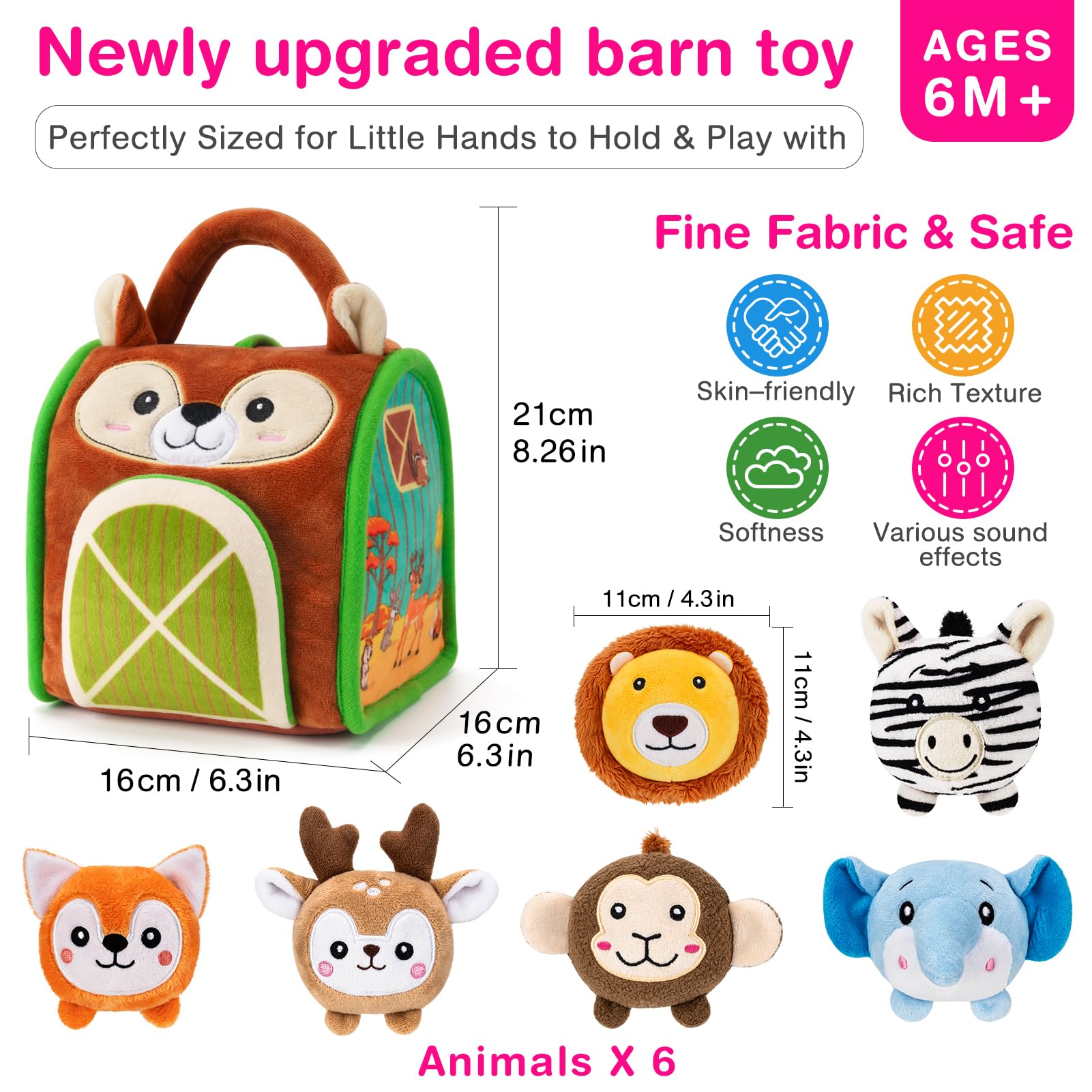 NECTAR BABY fox plush encourages grasping with crinkle sounds for exploration.