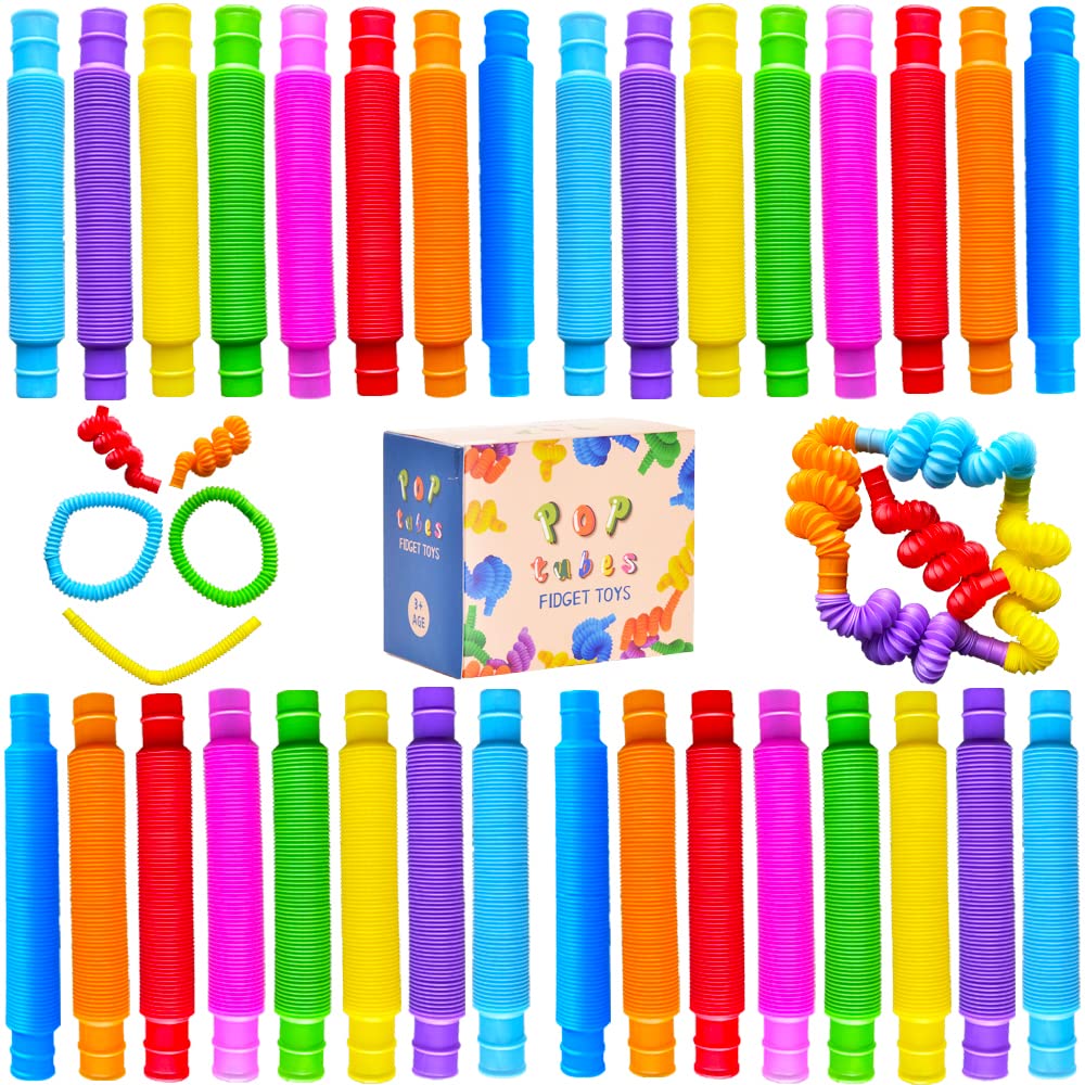 Neec 32Pack Pop Tubes provide colorful sensory play and stretch