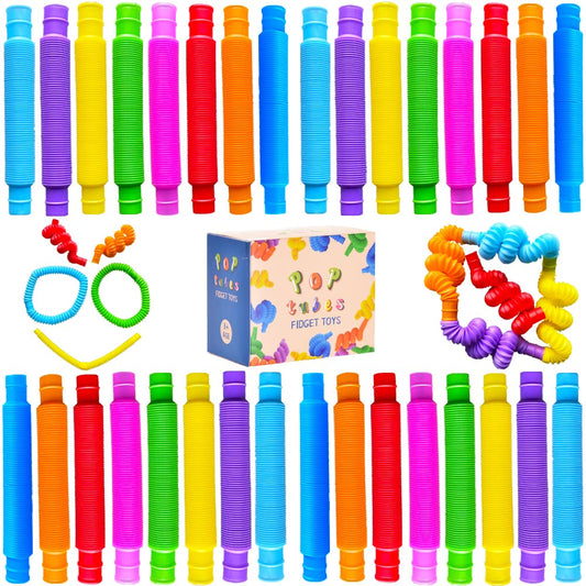 Neec 32Pack Pop Tubes provide colorful sensory play and stretch