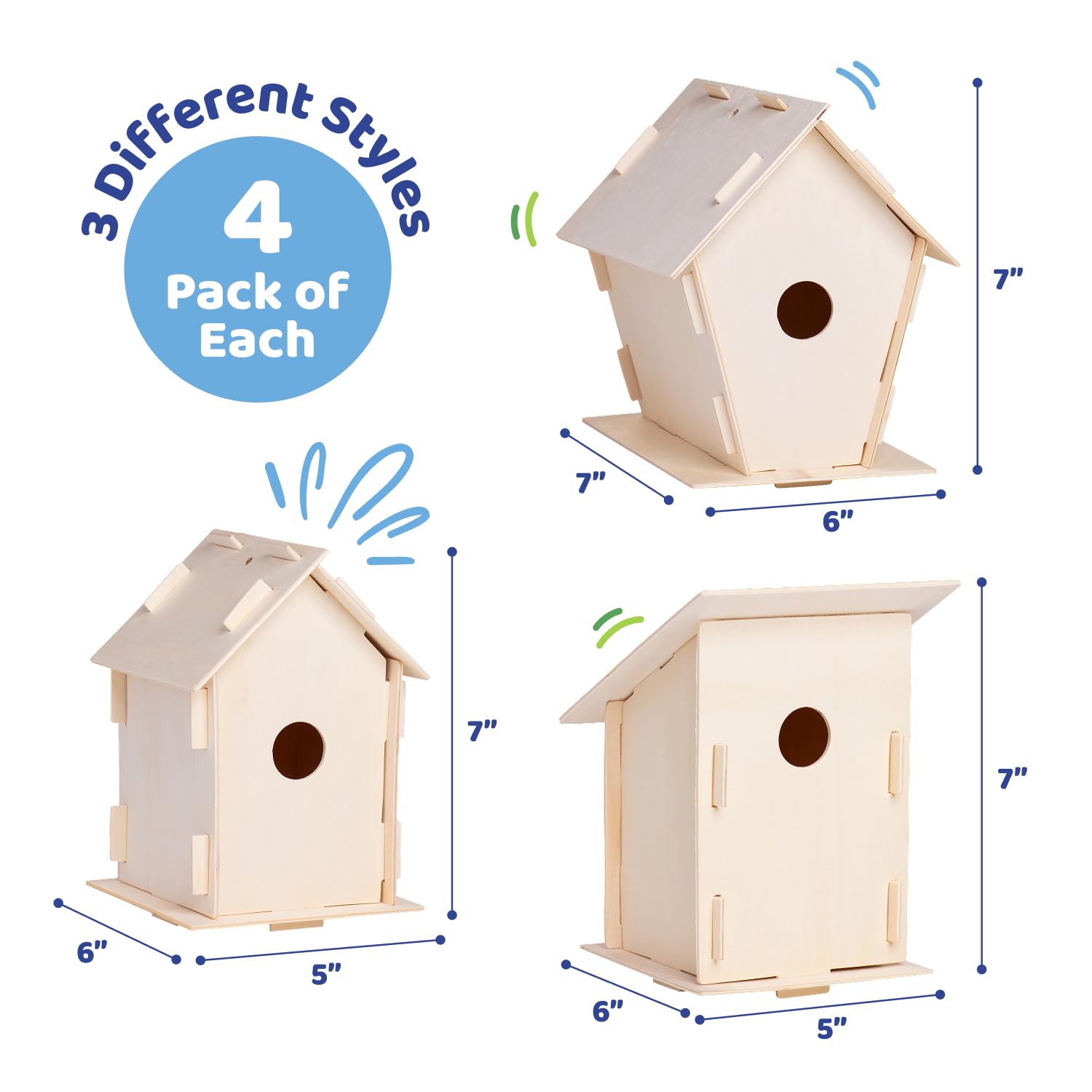 Neliblu brushes and stickers for detailed decorating and personalizing birdhouses
