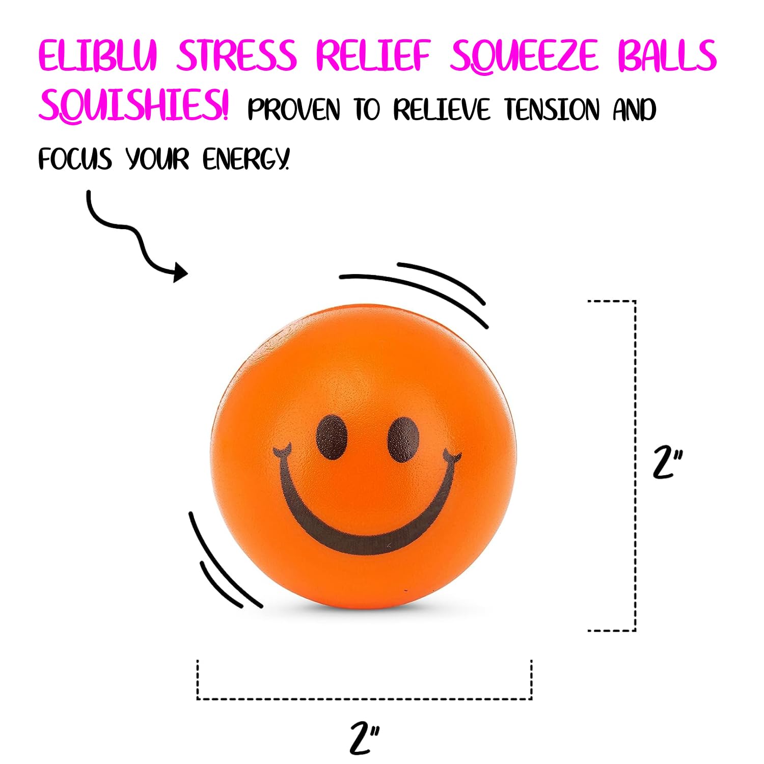 Neliblu Neon Smile stress ball with happy face ideal for classroom activities
