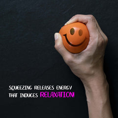 Neliblu Neon Smile stress ball with smiley face used in play and learning