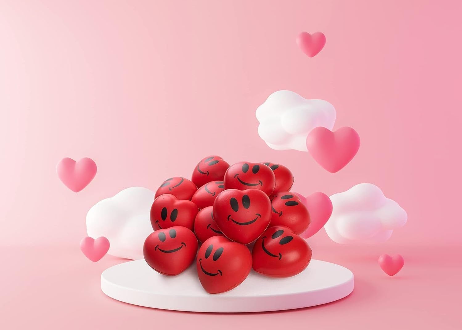 Neliblu red smiley heart stress ball for quick calm during busy days.