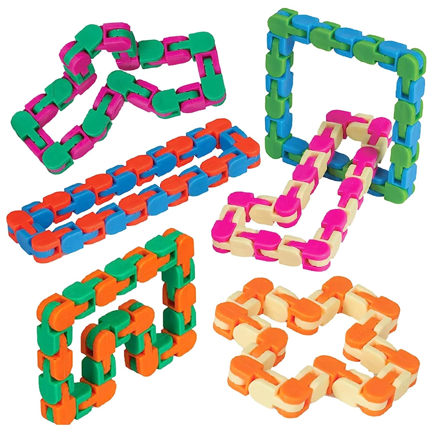 Neliblu Wacky Tracks 6-pack bulk with colorful linked segments for tactile focus