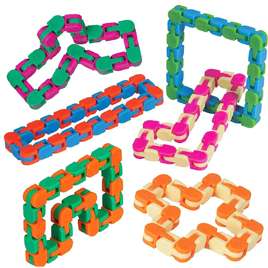 Neliblu Wacky Tracks 6-pack bulk with colorful linked segments for tactile focus