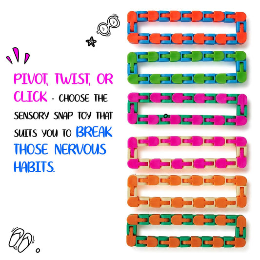 Neliblu Wacky Tracks assembled chain demonstrates versatile configurations for focus