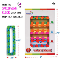 Neliblu Wacky Tracks snap-and-click action supports tactile focus during play