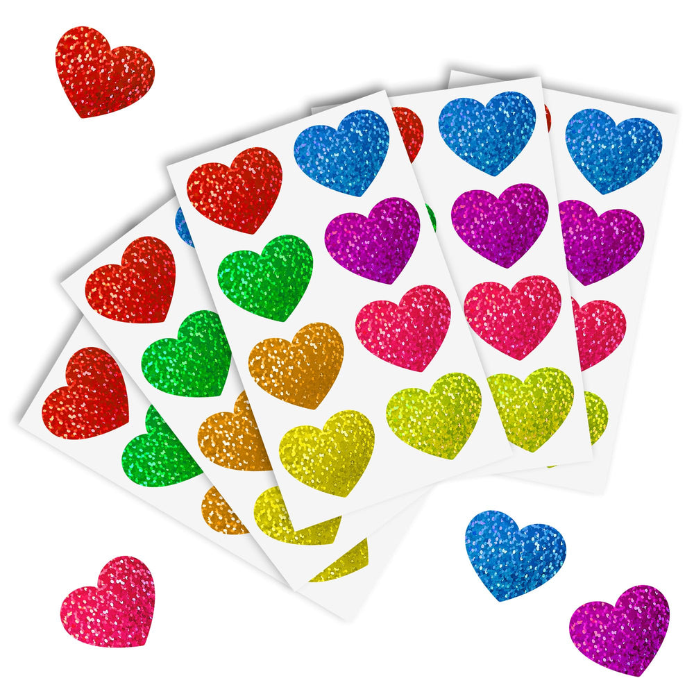 Nelisylux glitter heart sticker close-up showing vibrant sparkle for crafts