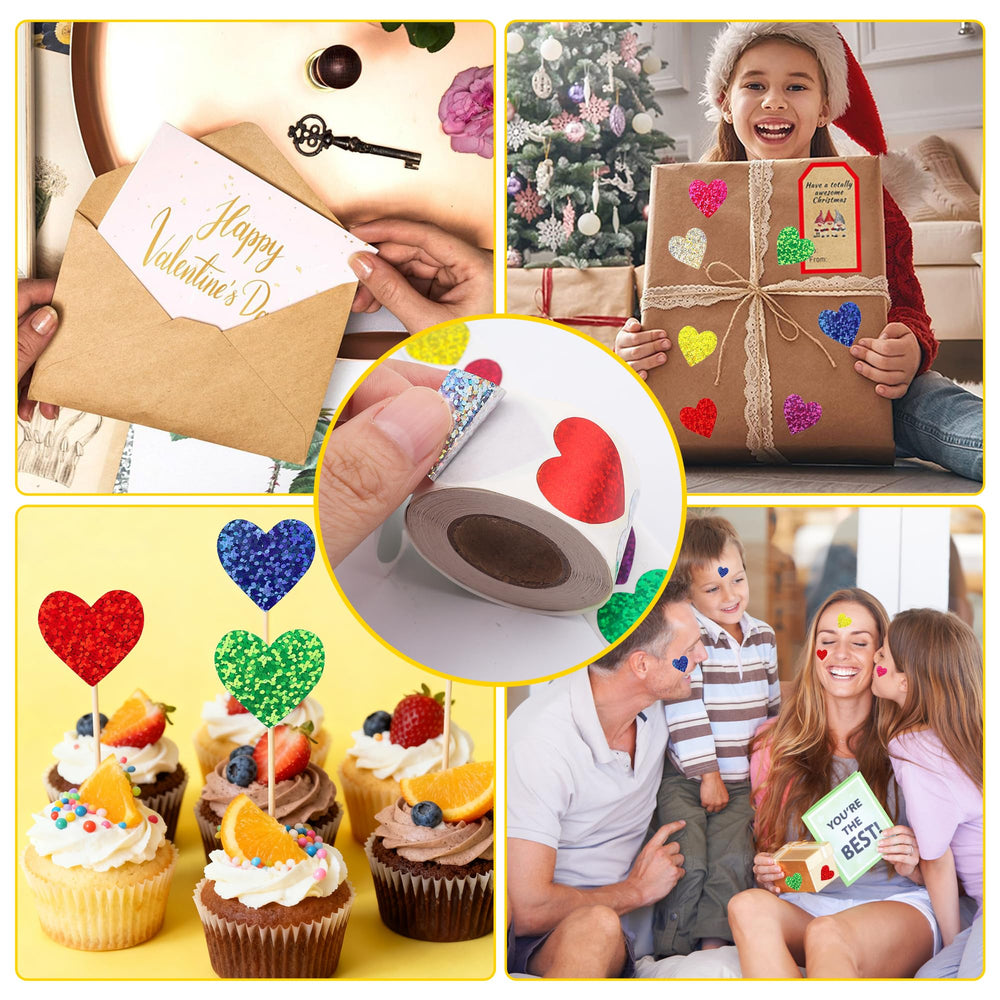 Nelisylux glitter heart stickers for sealing envelopes and gifts