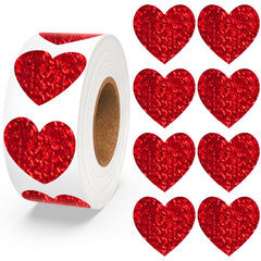 Nelisylux glitter heart stickers roll glimmers in red for crafts.