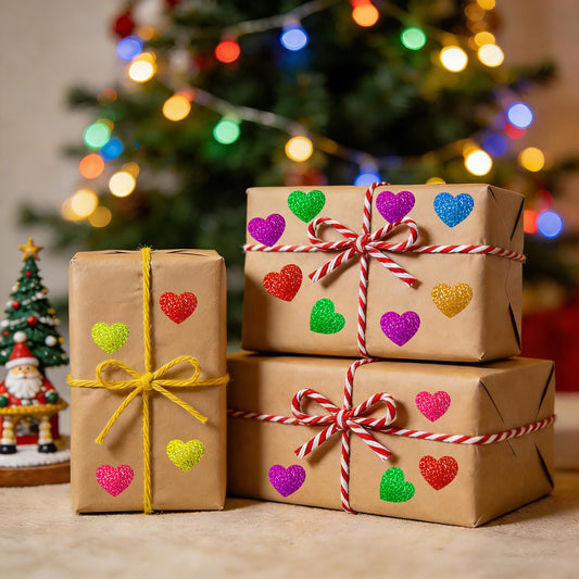 Nelisylux 320-piece glitter heart stickers pack adds charm to invitations
