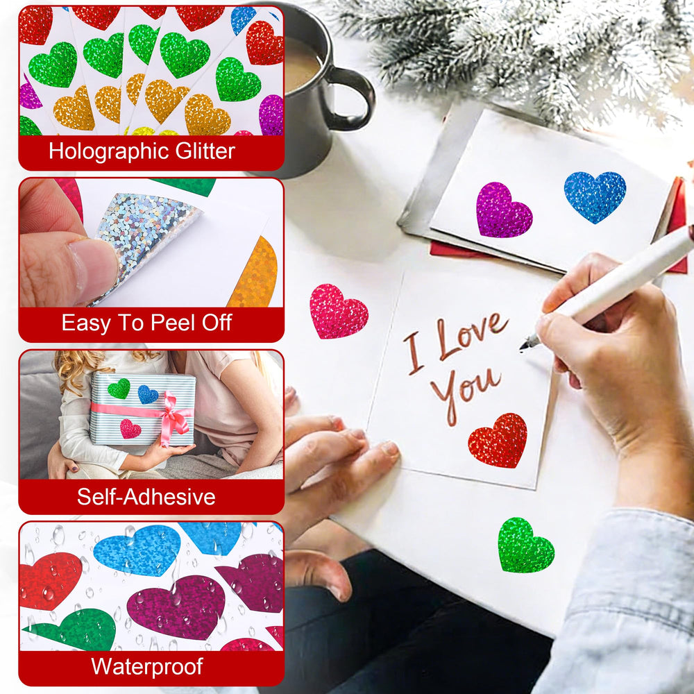 Nelisylux glitter heart sticker on a gift box for festive gifting