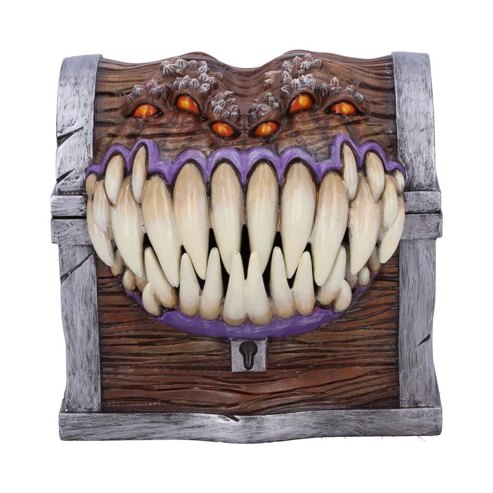 Nemesis Now Mimic dice box front view with silver-edged chest.