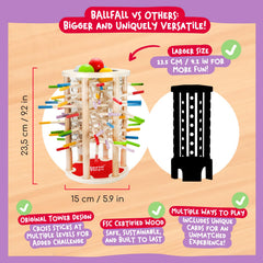 Nene Toys BALLFALL acrylic panels provide clear visibility while stacking.