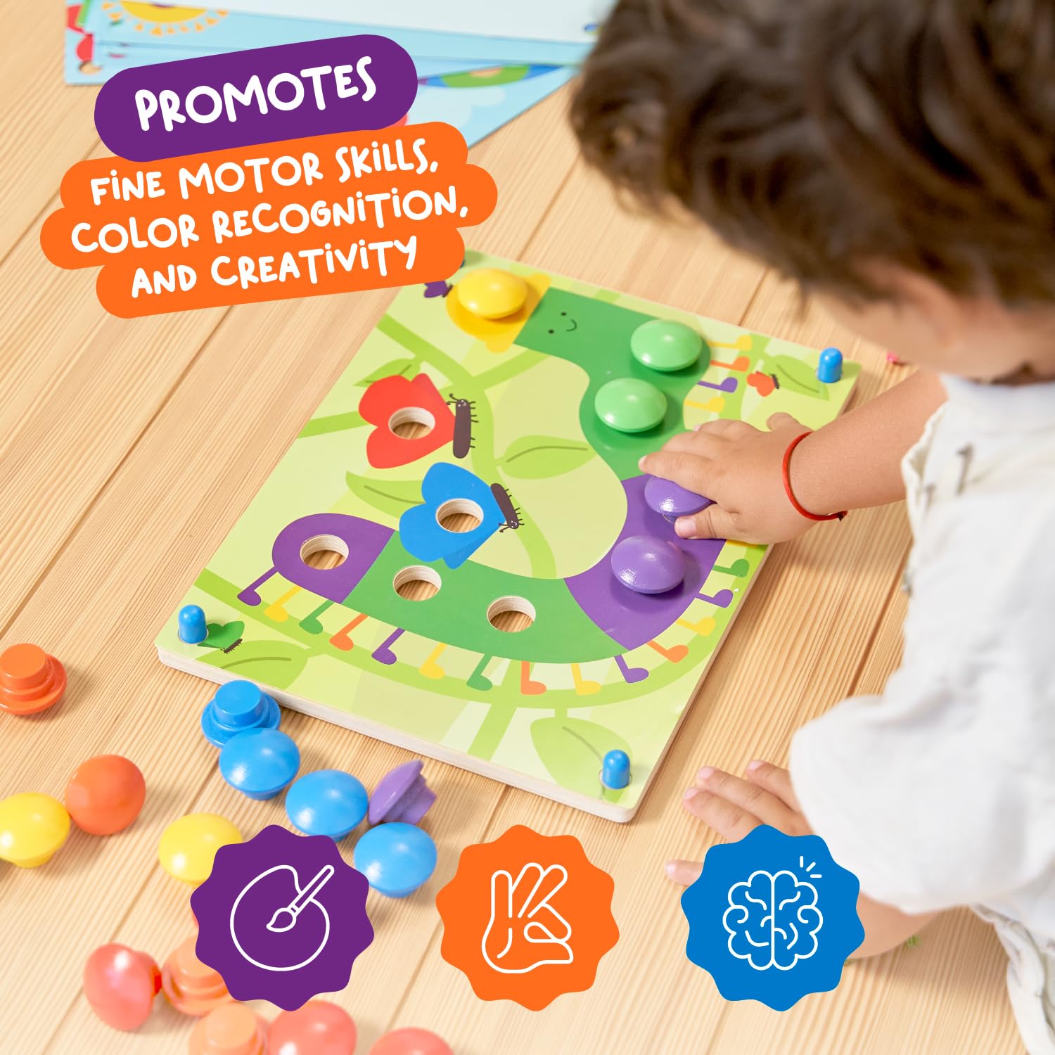Nene Toys 12 color cards and 24 buttons deliver varied sorting activities