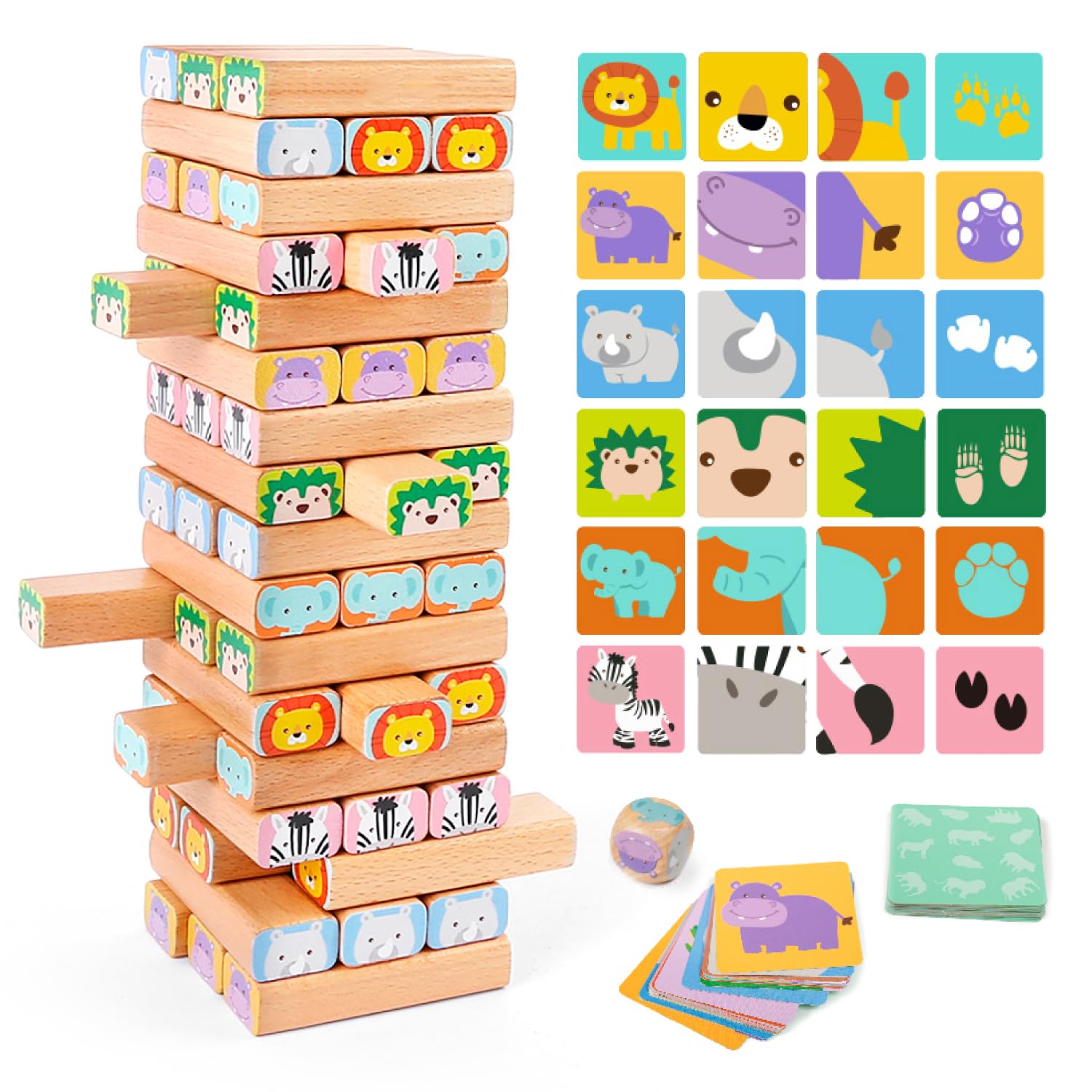 Nene Toys Safari block tower demonstrates stable stacking and fine motor development