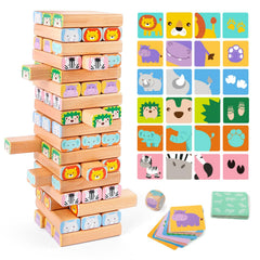Nene Toys Safari block tower demonstrates stable stacking and fine motor development