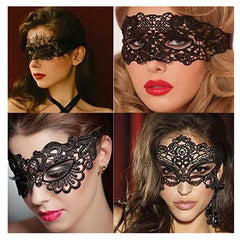 Nenluny black lace masquerade mask for women, side view, comfortable fit for most faces.