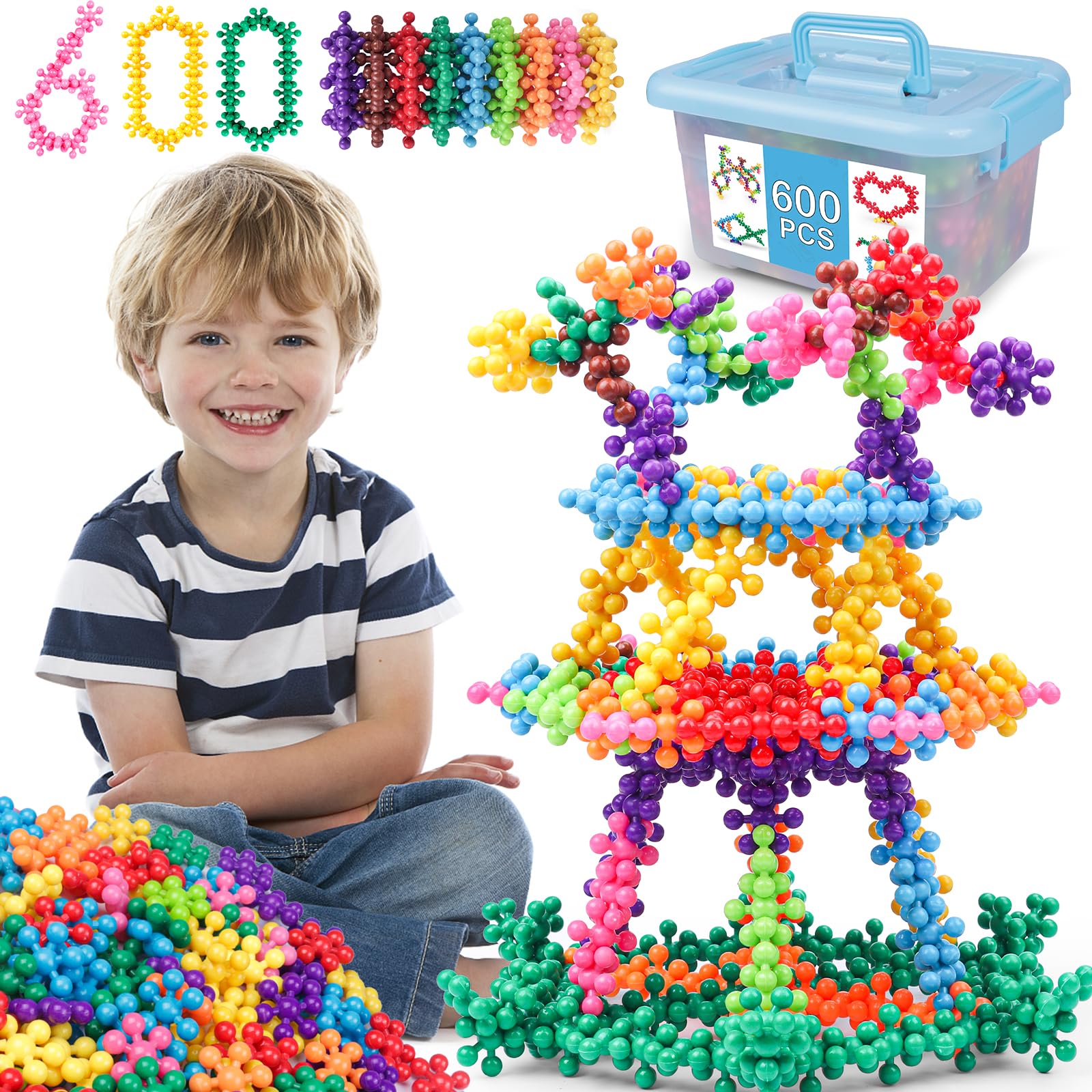 NEOACT 600-piece blocks set for creative construction and STEM-style play.