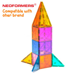 NEOFORMERS magnetic tiles promote cooperative play and collaborative design.