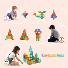 NEOFORMERS bonding magnetic tiles support solo or group play and collaboration.