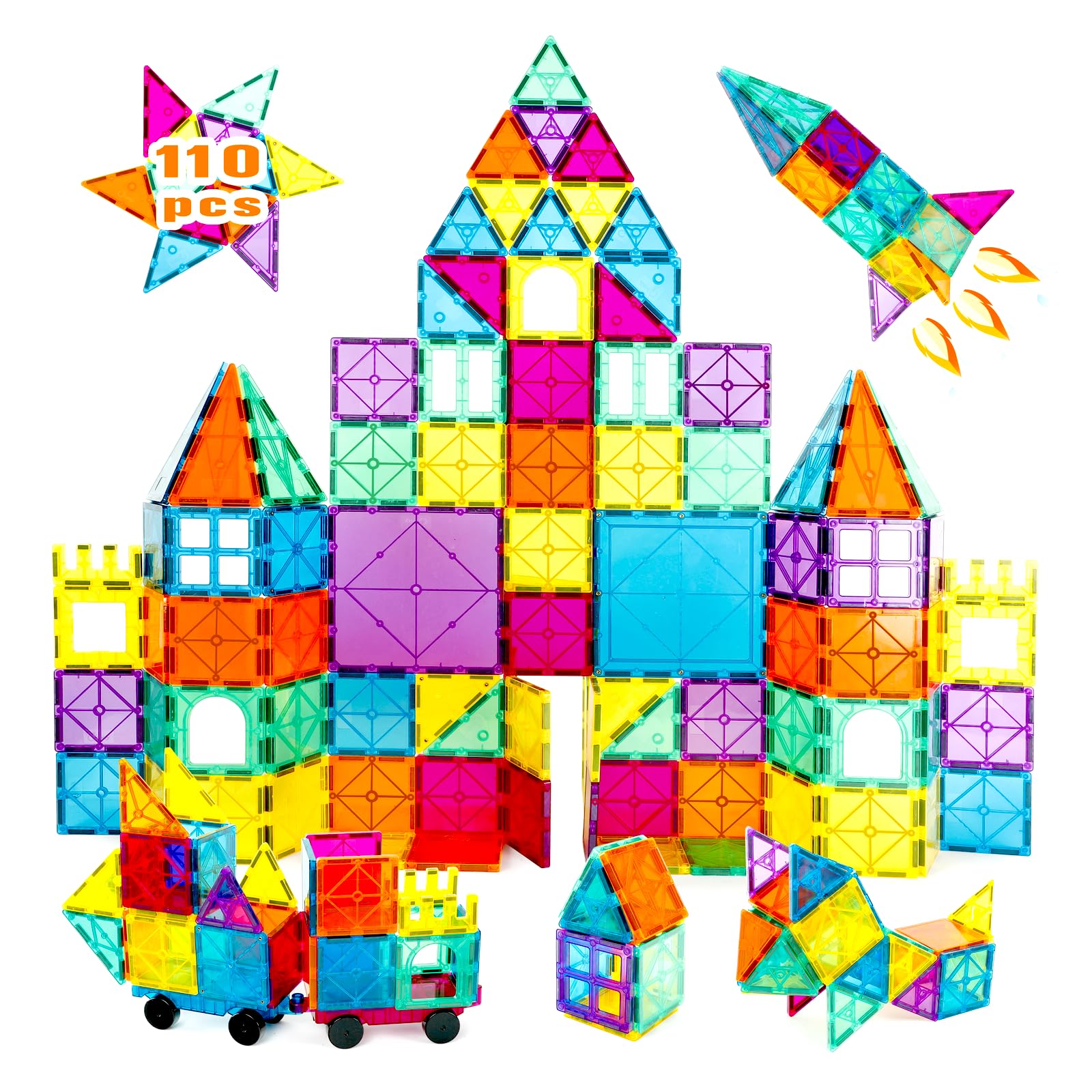 NEOFORMERS magnetic tiles car set truck with reinforced hitch for durable family play.