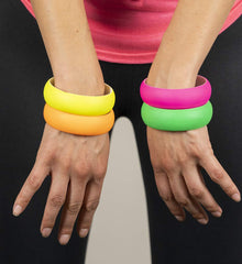 NEON NATION 4 Pack bangles in neon green for fresh, energetic outfits.