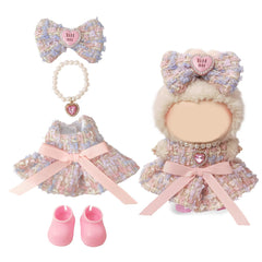 NEOVISTA Cotton Candy Princess dress, pastel tweed bow, for Labubu dolls, chic fairytale styling