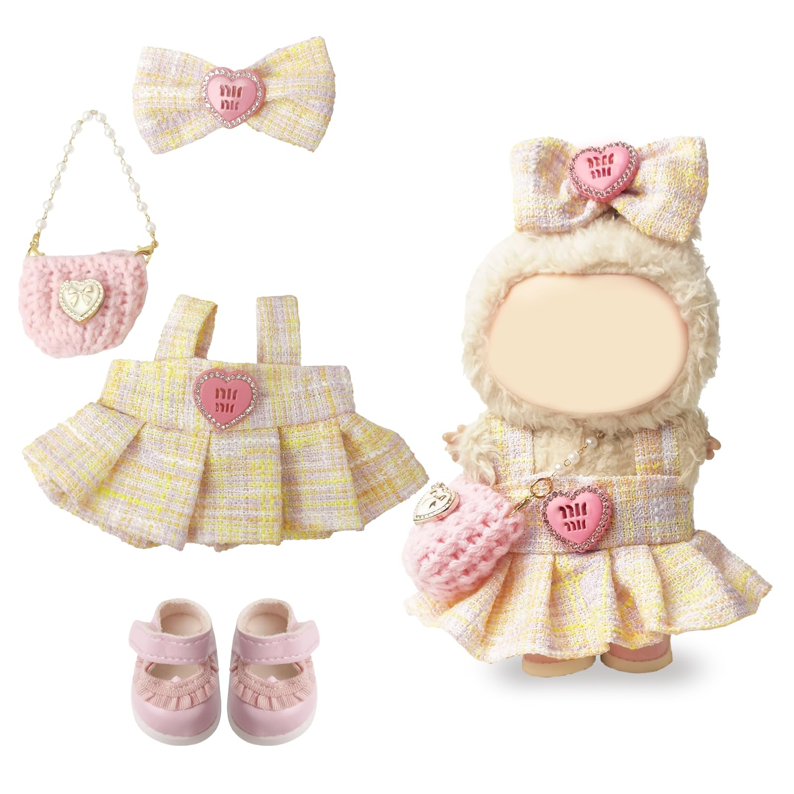 NEOVISTA LABUBU blue and white tweed dress enhances everyday doll styling