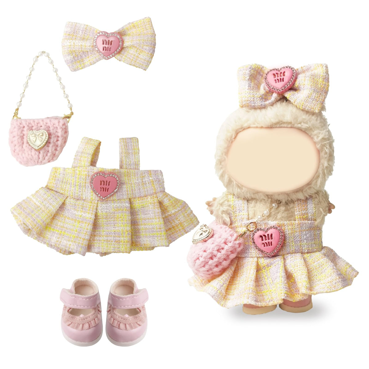 NEOVISTA LABUBU blue and white tweed dress enhances everyday doll styling