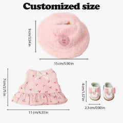 NEOVISTA Cherry Picnic Dress Set for LABUBU Doll – 3-Piece Pastoral Outfit (17cm)
