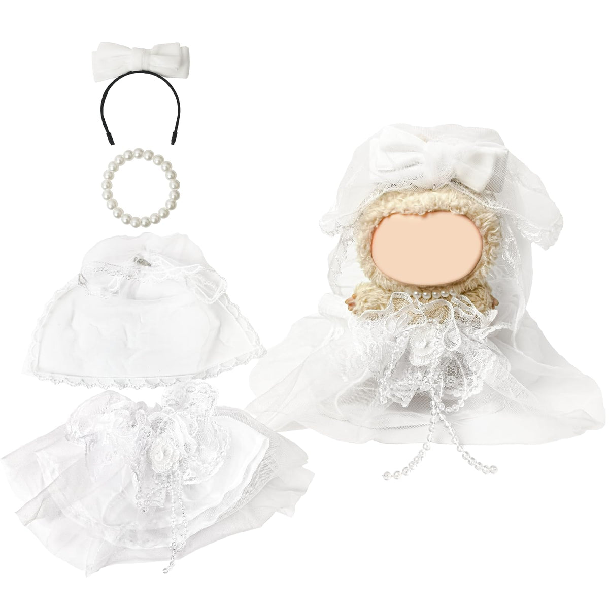 NEOVISTA Labubu doll ivory bride veil for bridal display