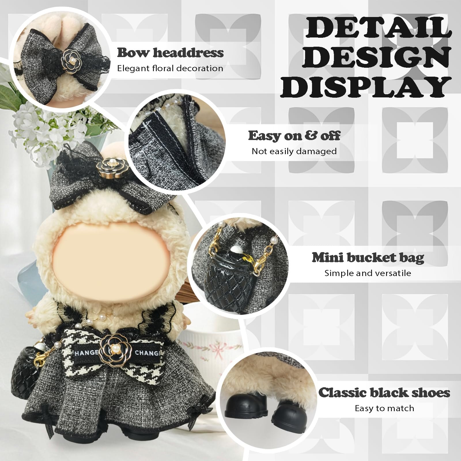 NEOVISTA Labubu black doll shoes complete the modern urban look.