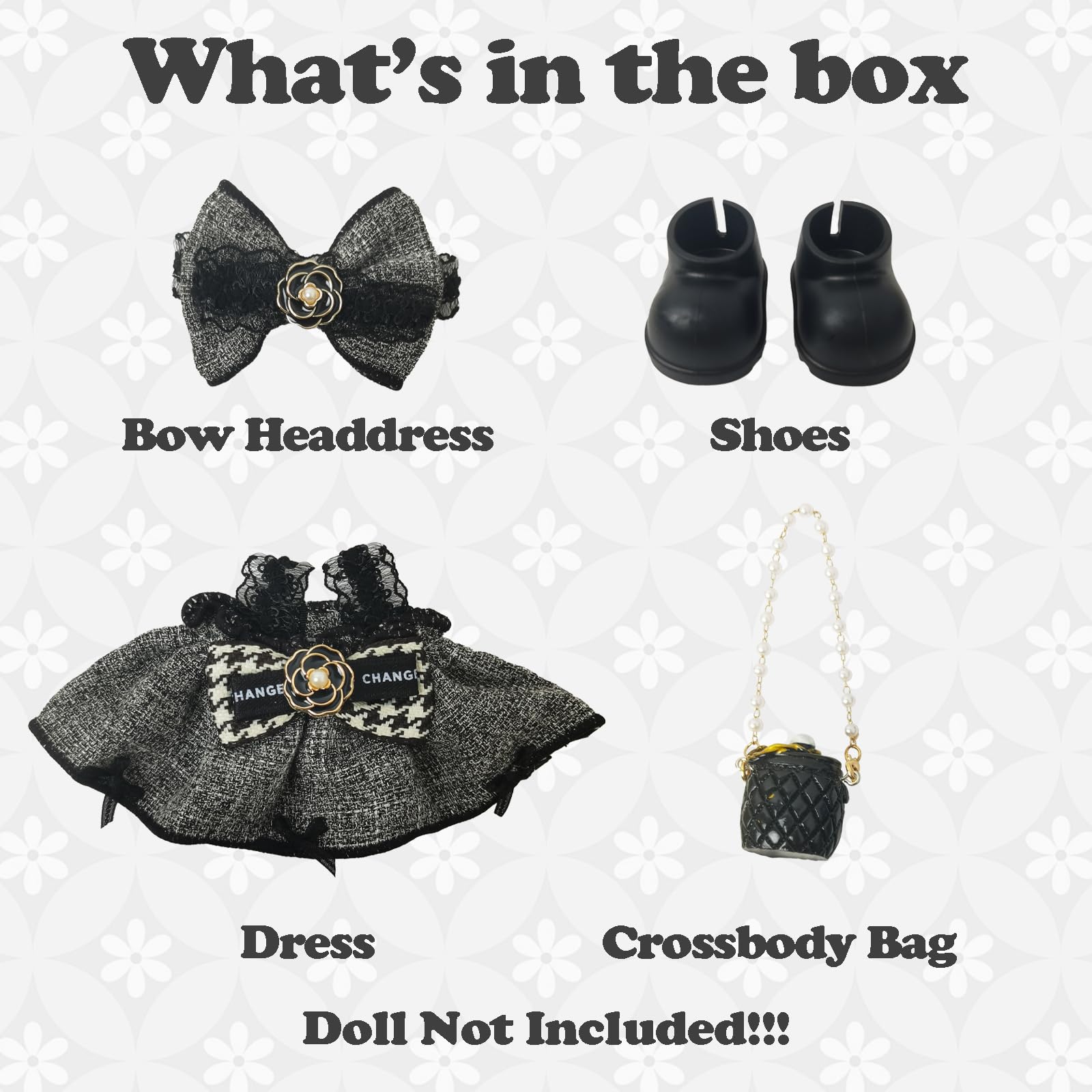 NEOVISTA Labubu doll hairband bow complements the outfit for elegant styling.