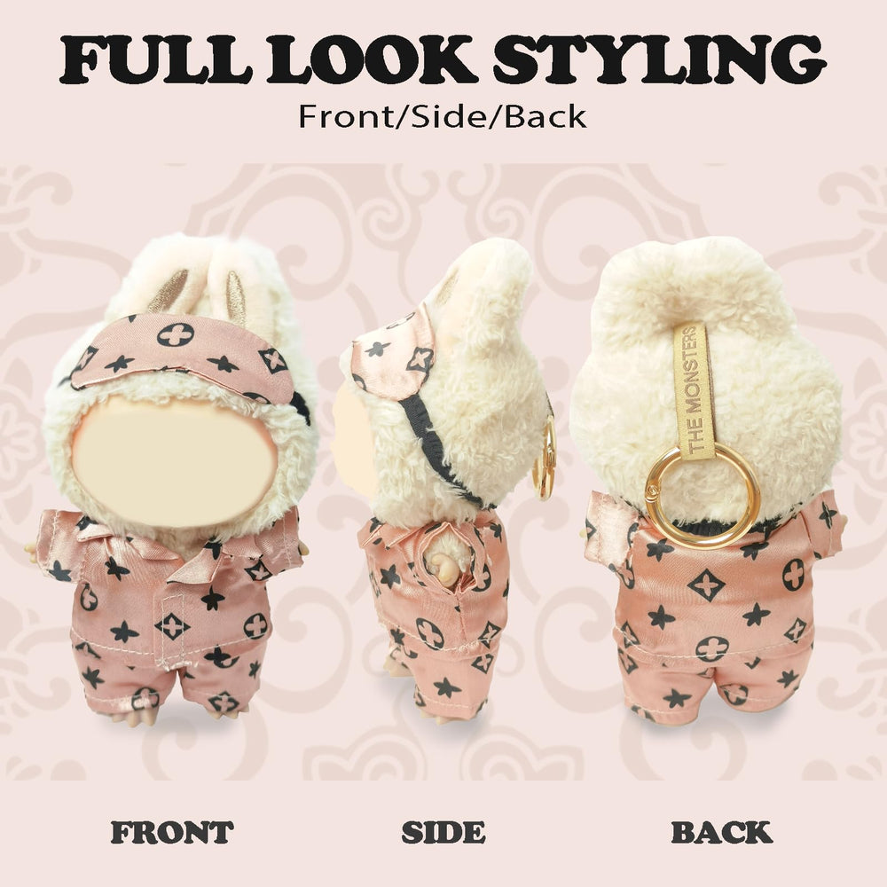 NEOVISTA Rosy Sleepwear sleep mask for 17cm Labubu dolls, complete bedtime look
