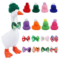 Neowedding desk goose hats collection showcases seasonal knit hats for 7-inch geese to brighten desks.