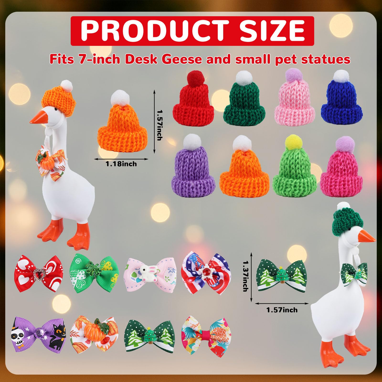 Neowedding knit detail hat emphasizes cozy texture for charm on your 7-inch desk goose.