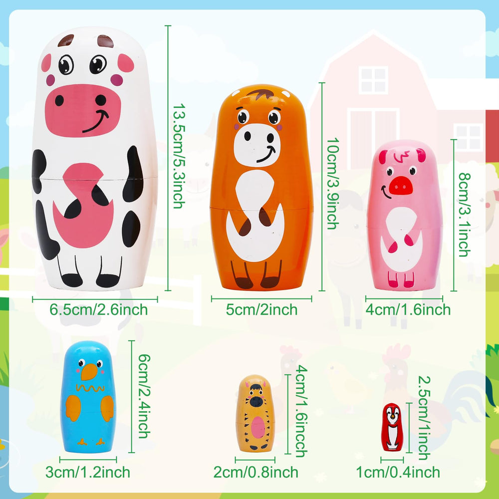 NEPOG nesting dolls yellow cattle with vivid colors for space-saving shelves.