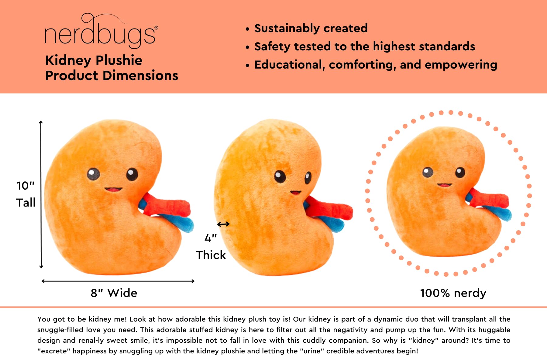 nerdbugs Kidney Plush in hands suggests portable comfort for hospital stays