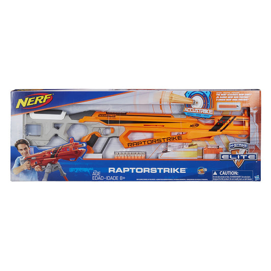 Nerf AccuStrike RaptorStrike bipod extended for steadier aiming.