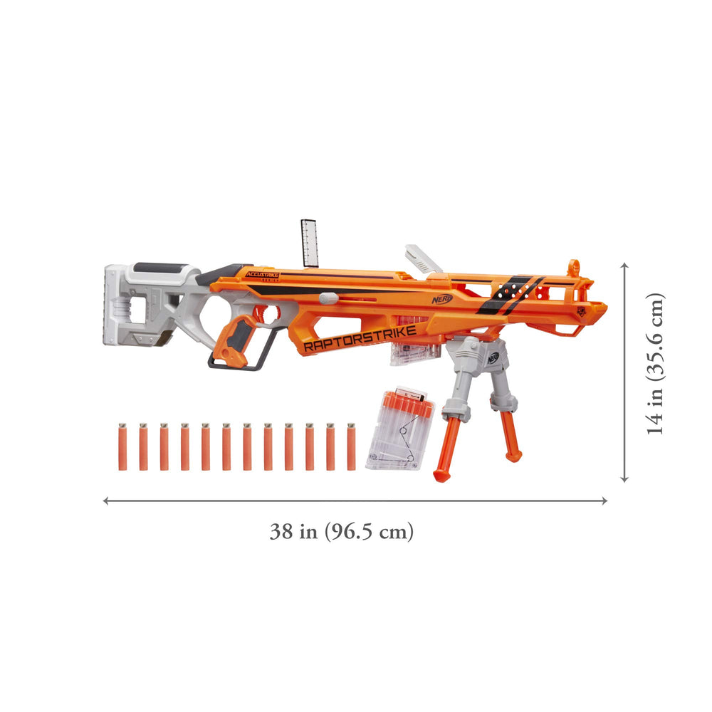 Nerf AccuStrike RaptorStrike pop-up sight aids targeting.