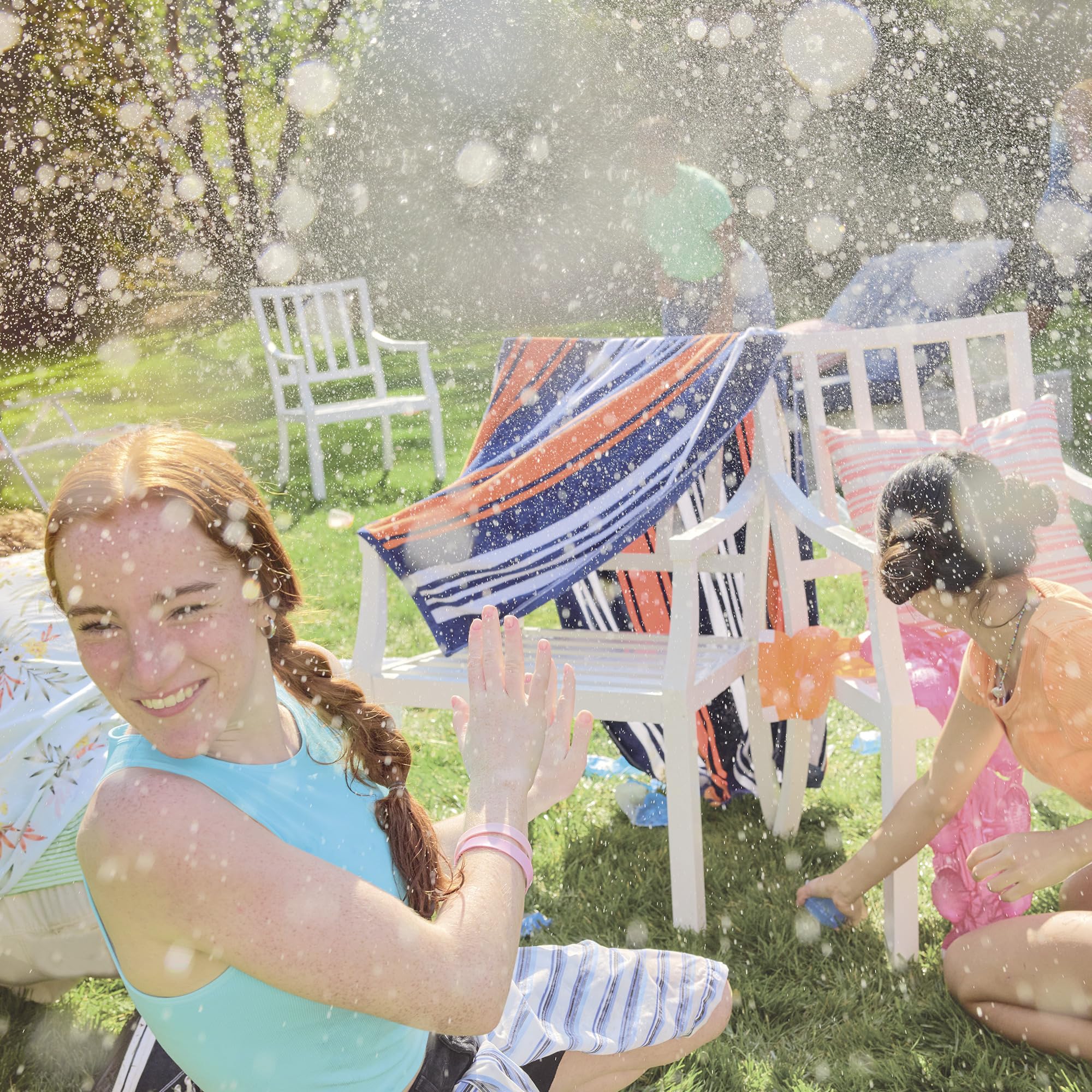 Nerf backyard water play setup invites energetic outdoor games.