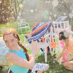 Nerf backyard water play setup invites energetic outdoor games.