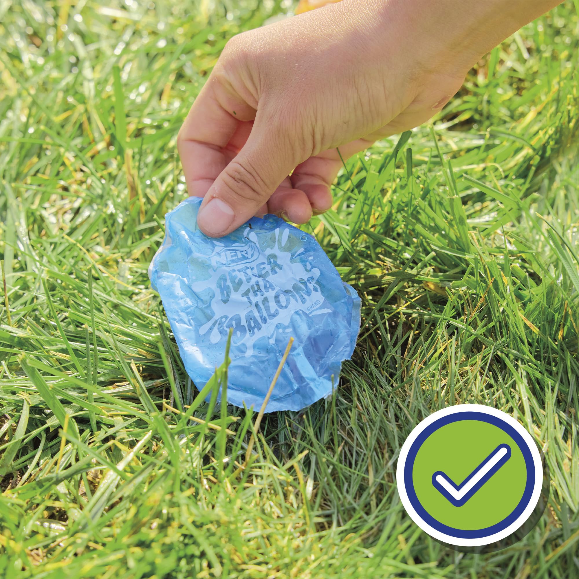 Nerf water pods one-piece cleanup reduces sticky residue after play.