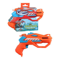 Nerf Dinosquad Raptor-Surge action shot shows dinosaur design for epic backyard battles.