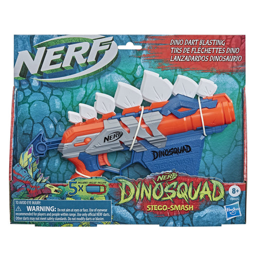 Nerf DinoSquad Stego-Smash blaster side view enables quick targeting during play.
