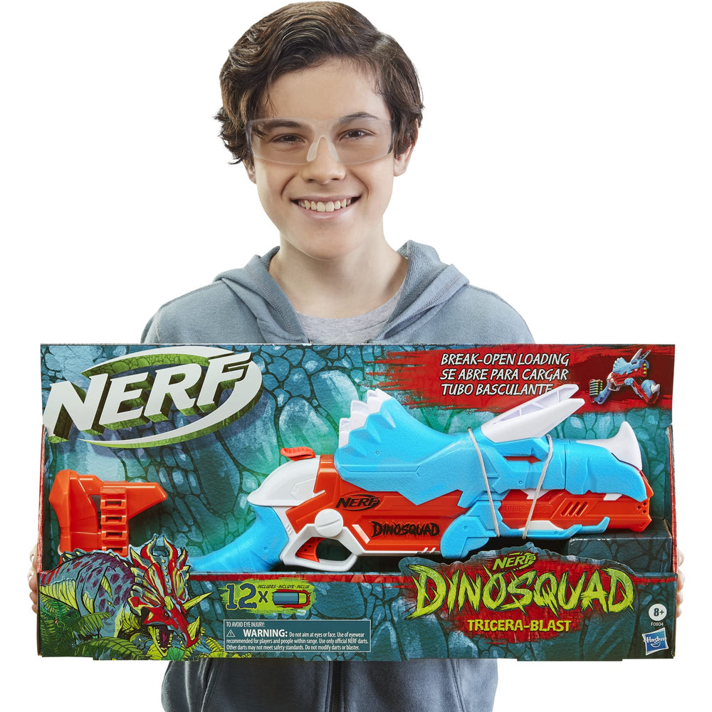 Nerf DinoSquad Tricera-Blast outdoor-play-ready for backyard adventures.