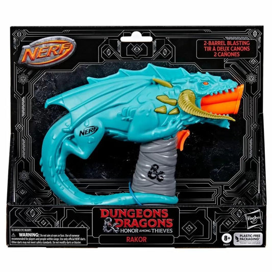 Nerf Dungeons & Dragons Rakor blaster front view ready for outdoor action