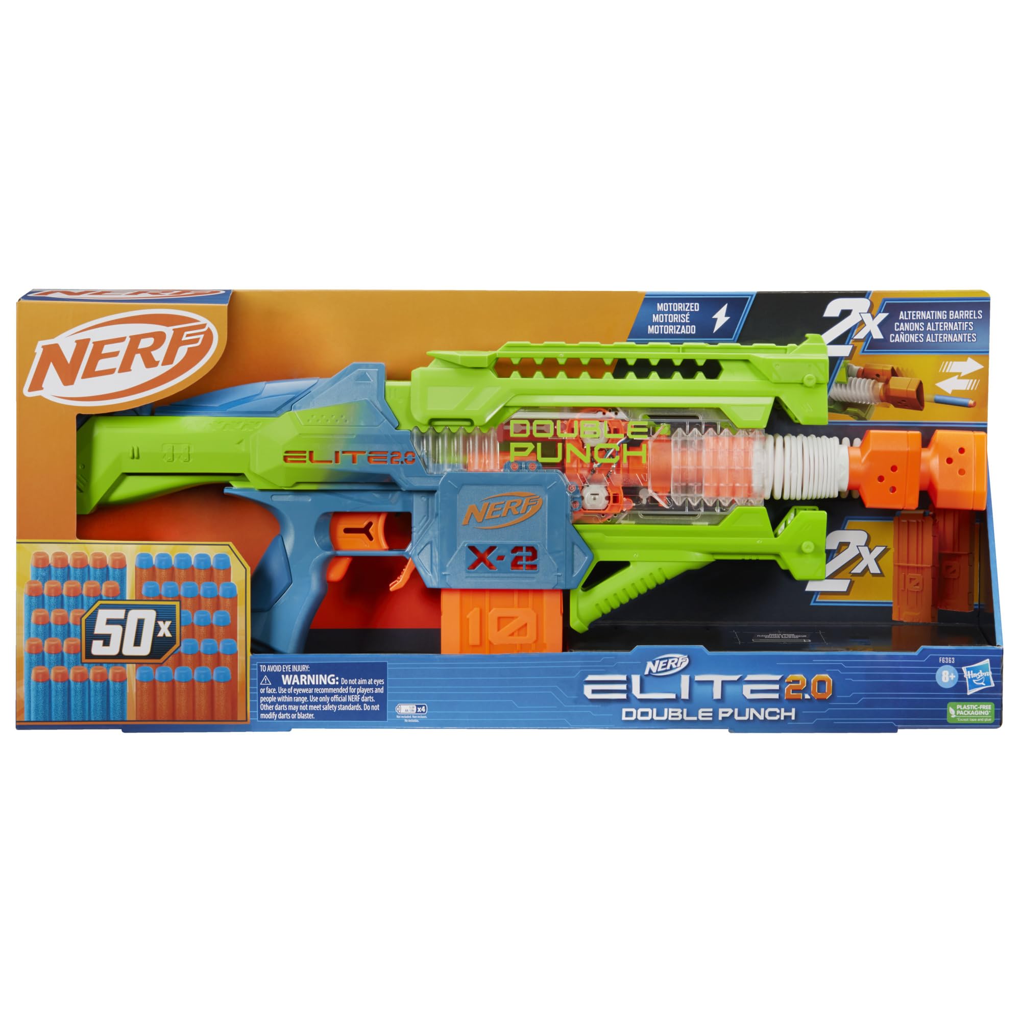 Nerf Elite 2.0 Double Punch in motion as barrels move during action