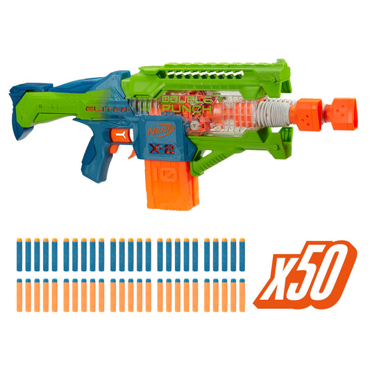 Nerf Elite 2.0 Double Punch blaster front view with rapid alternating barrels for fast firing